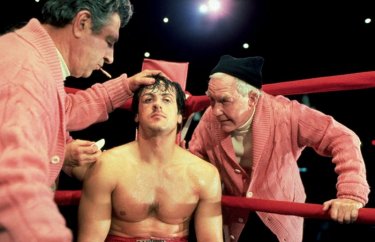 Rocky: Sylvester Stallone e Burgess Meredith no ringue