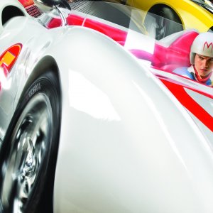 Speed Racer: Emile Hirsch in un momento d'azione del film