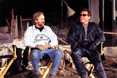James Cameron e Arnold Schwarznegger sul set di Terminator 2