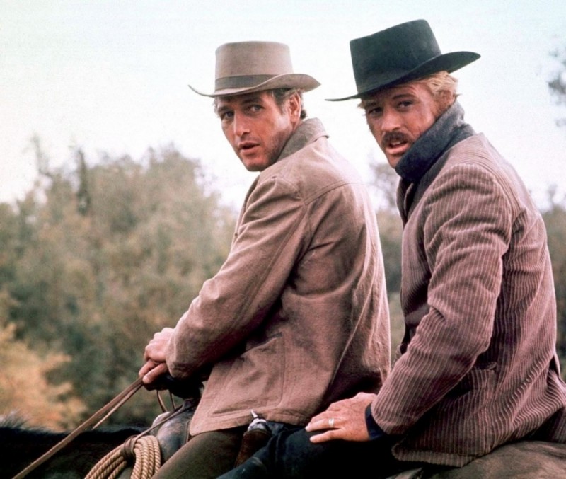 Paul Newman e Robert Redford in una scena di Butch Cassidy