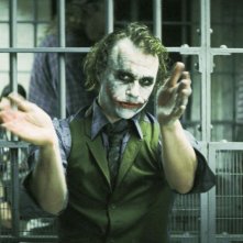 Il cavaliere oscuro: Heath Ledger in un momento del film di Nolan