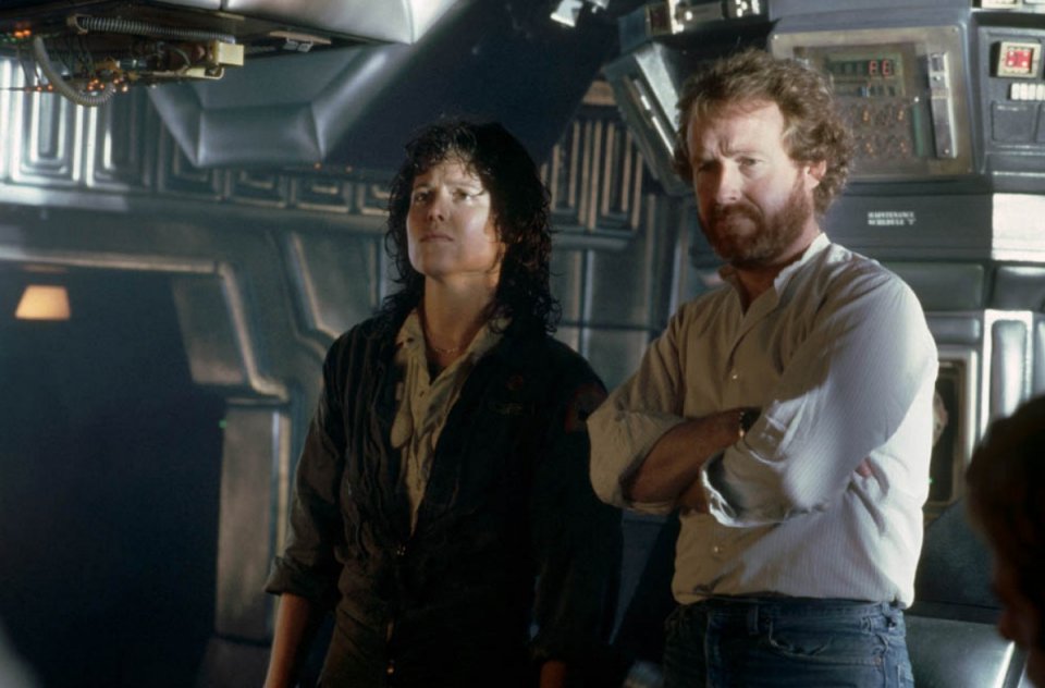 Sigourney Weaver e Ridley Scott sul set di Alien
