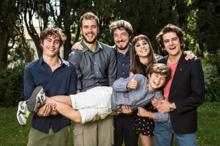 I babysitter: Andrea Pisani, Francesco Mandelli, Paolo Ruffini, Simona Tabasco e Davide Pinter in un'immagine promozionale del film