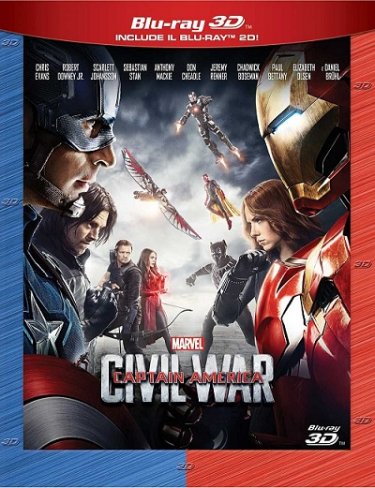 La cover del blu-ray 3D di Captain America: Civil War