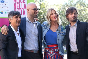 Roma 2016: Doug Sweetland, Alessia Marcuzzi, Vincenzo Salemme, Federico Russo al photocall di Cicogne in missione