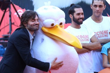 Roma 2016: Federico Russo in posa sul red carpet di Cicogne in missione