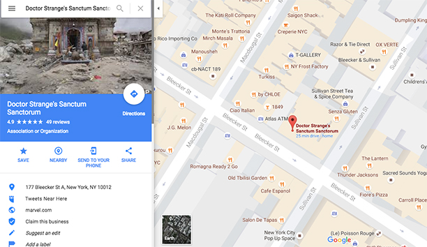Doctor Strange: il Sancta Sanctorum su Google Maps