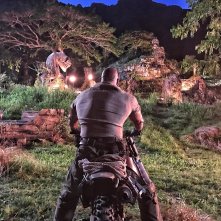 Jumanji: Dwayne Johnson durante le riprese sul set