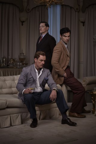 Dieci piccoli indiani: Toby Stephens, Burn Gorman e Aidan Turner in una scena della miniserie