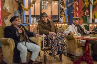 Fuga da Reuma Park: Giovanni Storti, Giacomo Poretti e Aldo Baglio in una scena del film