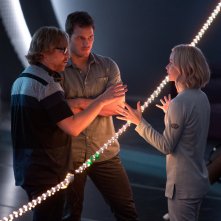 Passengers: Jennifer Lawrence e Chris Pratt con il regista Morten Tyldum sul set del film