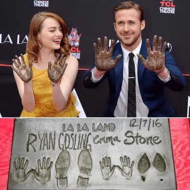 Emma Stone e Ryan Gosling e le loro impronte