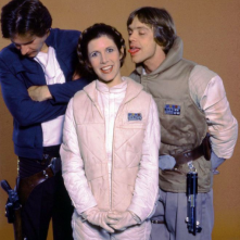 Guerre stellari: Carrie Fisher, Harrison Ford e Mark Hamill in una foto