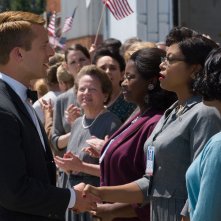 Il diritto di contare: Taraji P. Henson, Glen Powell e Octavia Spencer in una scena del film