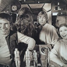 Guerre stellari: Harrison Ford, Mark Hamill e Carrie Fisher sul Millennium Falcon