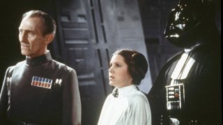 Peter Cushing e Carrie Fisher nella saga di Star Wars