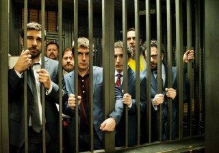 Smetto quando voglio - Masterclass: Edoardo Leo, Stefano Fresi, Pietro Sermonti, Libero De Rienzo, Valerio Aprea, Paolo Calabresi e Lorenzo Lavia in un'immagine promozionale del film