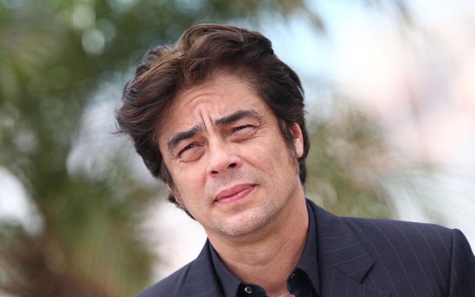 Un primo piano di Benicio del Toro a Cannes