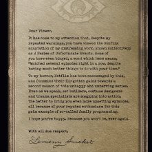 Una serie di sfortunati eventi: un messaggio di Lemony Snicket