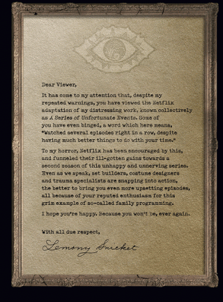 Una serie di sfortunati eventi: un messaggio di Lemony Snicket
