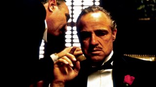 Il Padrino: Marlon Brando in una sequenza del film