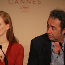 Cannes 2017: Jessica Chastain e Paolo Sorrentino durante la conferenza stampa