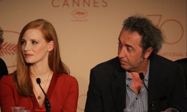 Cannes 2017: Jessica Chastain e Paolo Sorrentino durante la conferenza stampa