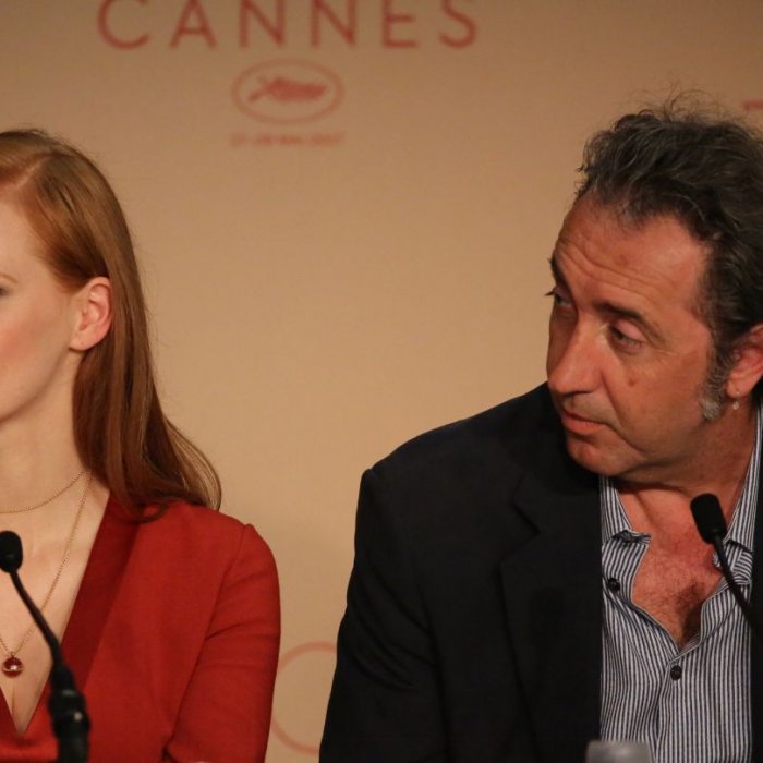 Cannes 2017: Jessica Chastain e Paolo Sorrentino durante la conferenza stampa