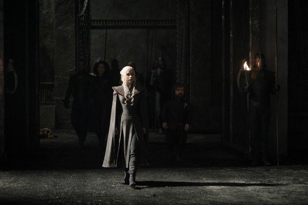 583901 Emilia Clarke As Daenerys Targaryen Peter Dinklage As Tyrion Lannister Along With Missandei And Grey Worm In A Still From Got S Cwozp0I