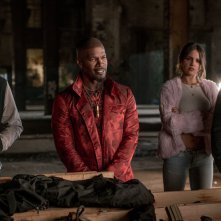 Baby Driver: Ansel Elgort, Jamie Foxx, Eiza González e Jon Hamm in una foto del film
