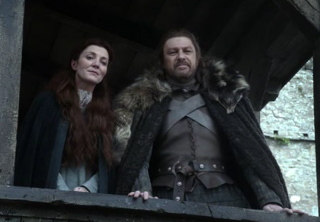 Il trono di spade: Michelle Fairley e Sean Bean in una scena del pilota