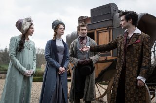 Mary Shelley: Elle Fanning, Douglas Booth, Tom Sturridge e Bel Powley in una scena del film