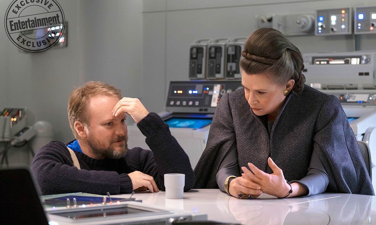 Rian Johnson sul set di Star Wars - Gli ultimi Jedi con Carrie Fisher
