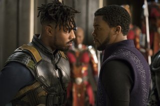 Black Panther: Michael B. Jordan e Chadwick Boseman in una foto del film