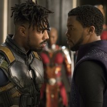 Black Panther: Chadwick Boseman e Michale B. Jordan in una scena
