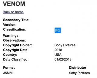 Venom: il rating del trailer