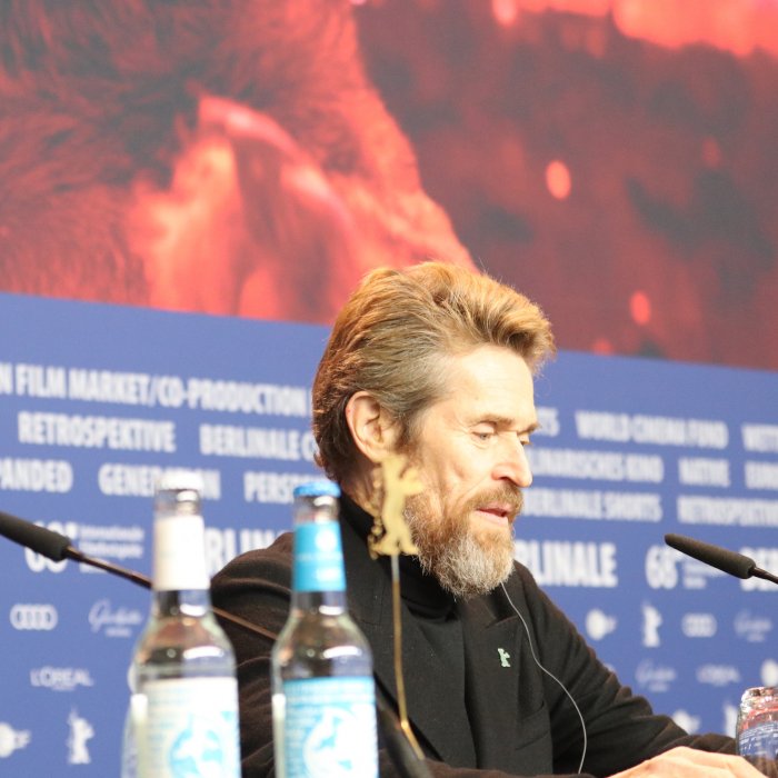 Berlino 2018:Willem Dafoe durante la conferenza