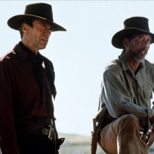 Gli spietati: Morgan Freeman e Clint Eastwood in una scena del film