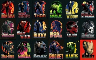 Avengers: Infinity War, i character poster del film