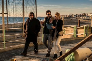 Io c'è: Margherita Buy, Giuseppe Battiston ed Edoardo Leo in una scena del film
