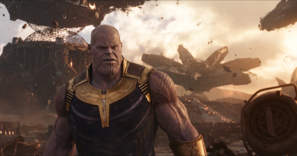 Avengers: Infinity War, Josh Brolin nei panni di Thanos in una scena del film