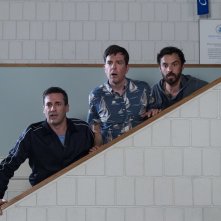 Prendimi!: Jake Johnson, Ed Helms e Jon Hamm in una scena del film