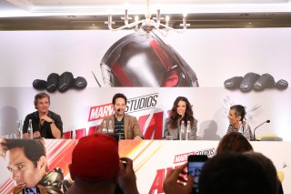 Ant-MAn and the Wasp: uno scatto di Evangeline Lilly e Paul Rudd durante la conferenza