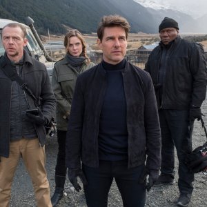 Mission: Impossible - Fallout: Tom Cruise, Simon Pegg, Rebecca Ferguson e Ving Rhames in una scena del film