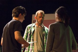 Die in One Day - Improvvisa o muori: Kateryna Korchynska, il regista Eros D'Antona e David White sul set del film