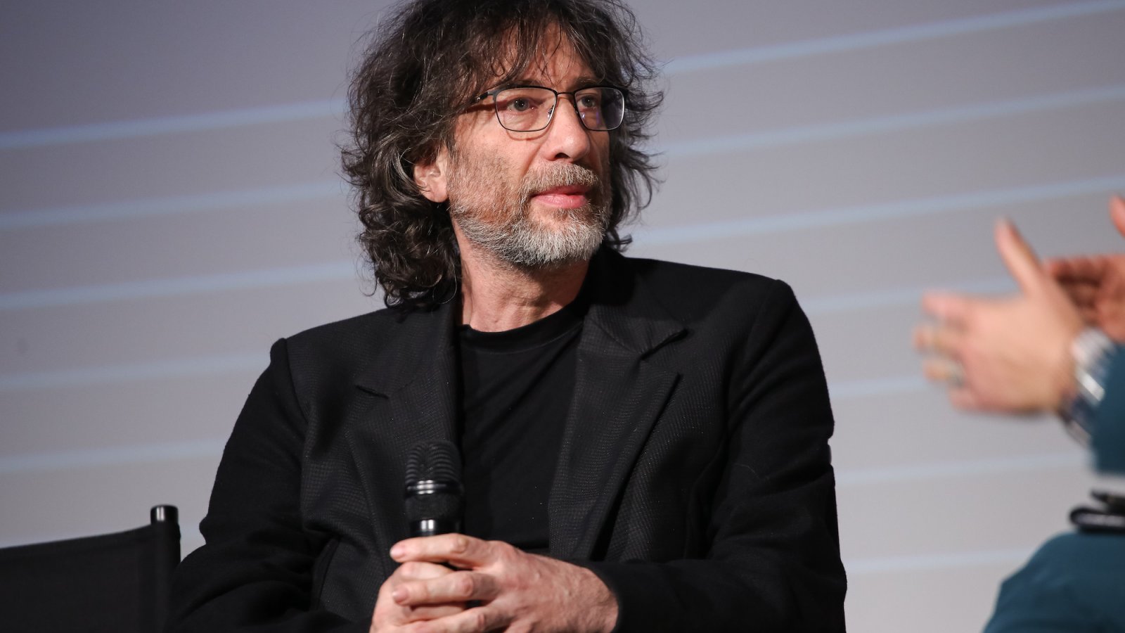 Neil Gaiman alla presentazione della serie Good Omens