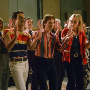 Bohemian Rhapsody: Rami Malek, Joseph Mazzello e Ben Hardy in una scena del film