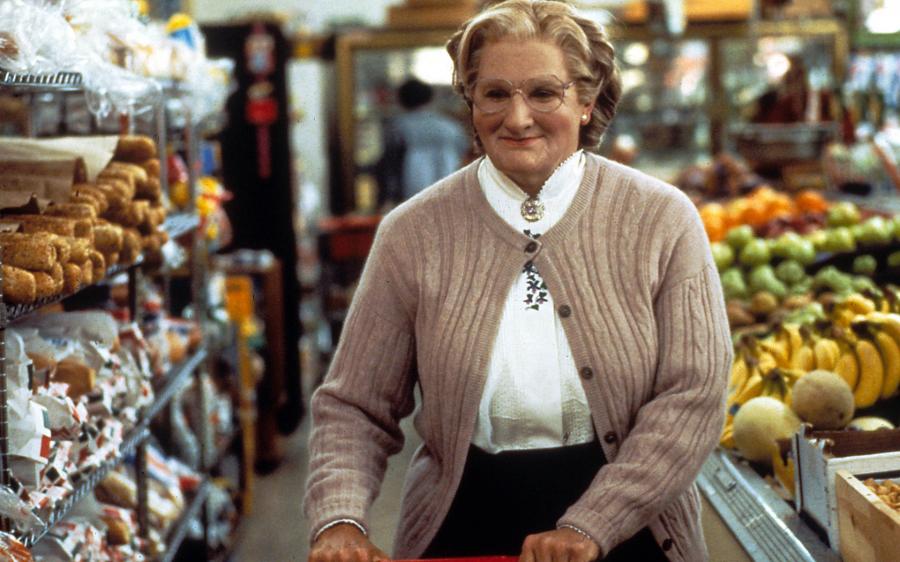 Robin Williams in una scena di Mrs. Doubtfire