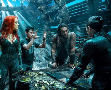 Aquaman: Amber Heard, James Wan e Jason Momoa sul set del film