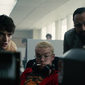 Black Mirror: Bandersnatch, Will Poulter, Asim Chaudhry, Fionn Whitehead in una scena